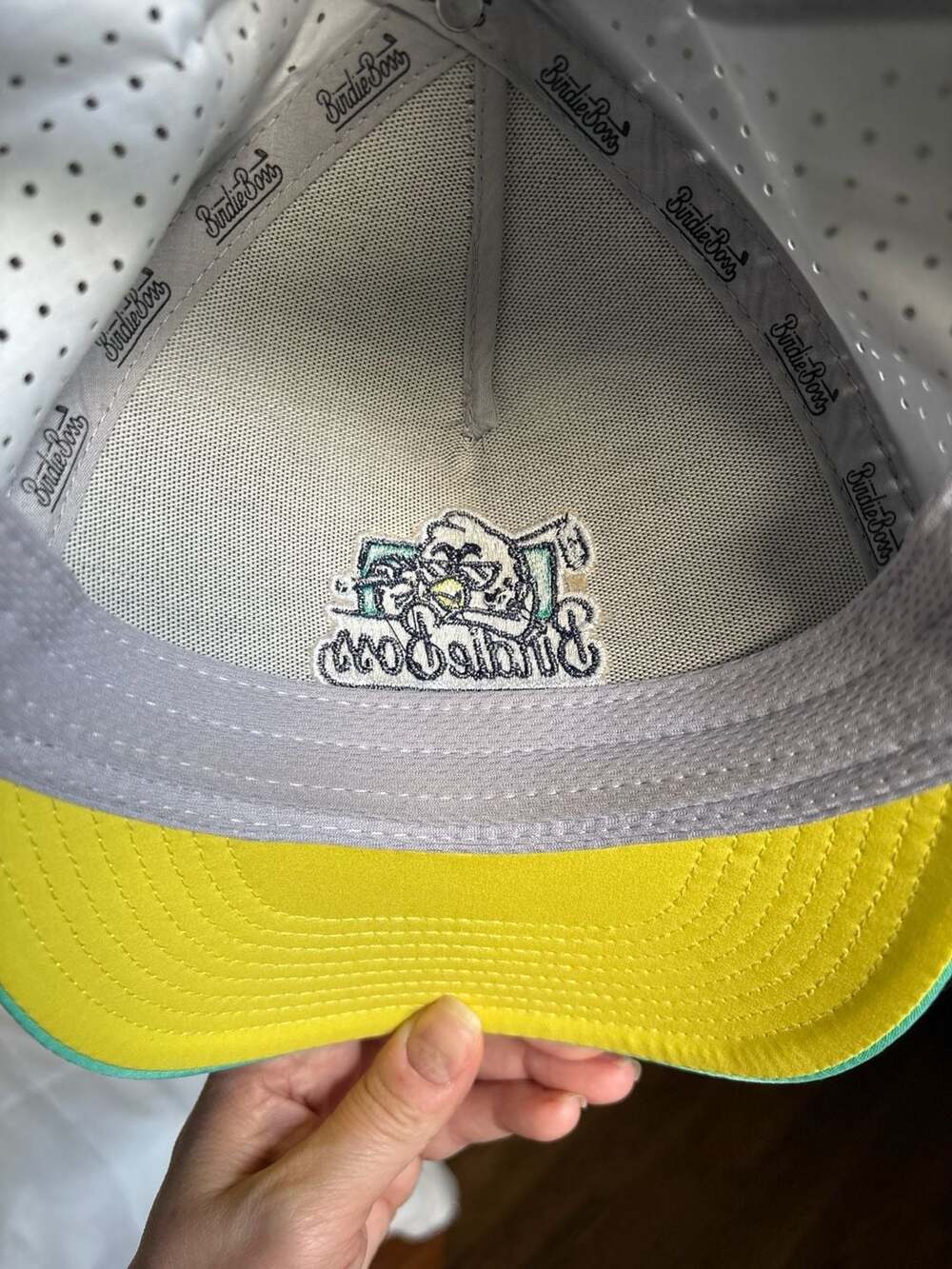 Birdie Boss Golf Grey and Teal Performance Rope Hat with Perforated Panels - Picture 6 of 8